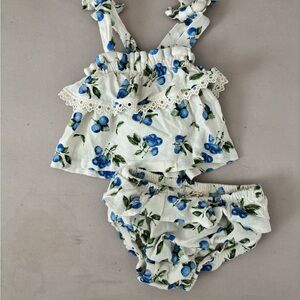 Jessica Simpson Cream and Blue Baby Outfit